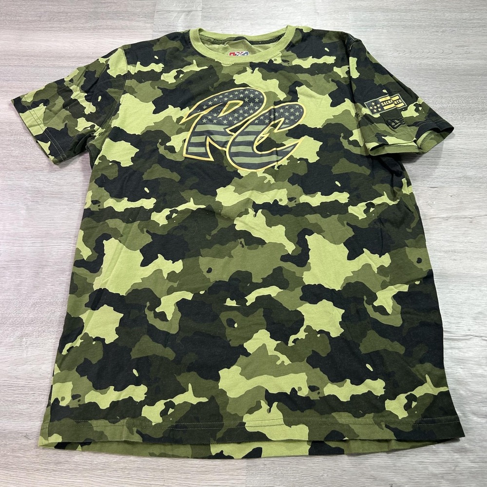 Sacramento River Cats Shirt Mens Large Green Camo MiLB Baseball New Era Tee